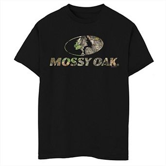 Boys Mossy Oak Leave Pattern Logo Graphic Tee
