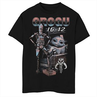 Boys Star Wars The Mandalorian Grogu IG-12 Portrait Graphic Tee