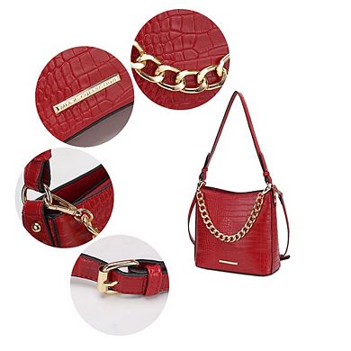 MKF Collection Bizzy Faux Crocodile-Embossed Womens Hobo Shoulder Bag by Mia K