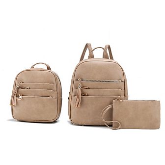 MKF Collection Roxane Backpack with Mini Backpack & Wristlet Pouch by Mia K-3PCS
