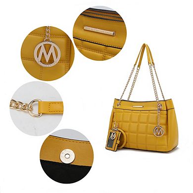 MKF Collection Mabel Quilted shoulder Bag with Bracelet Keychain & a Credit Card Holder by Mia K