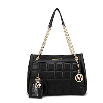 MKF Collection Mabel Quilted shoulder Bag with Bracelet Keychain & a Credit Card Holder by Mia K
