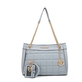 MKF Collection Mabel Quilted shoulder Bag with Bracelet Keychain & a Credit Card Holder by Mia K
