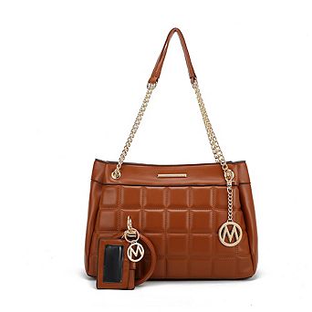 MKF Collection Mabel Quilted shoulder Bag with Bracelet Keychain & a Credit Card Holder by Mia K