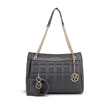 MKF Collection Mabel Quilted shoulder Bag with Bracelet Keychain & a Credit Card Holder by Mia K