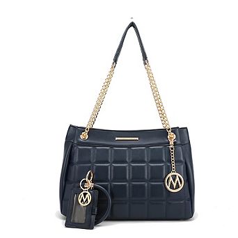 MKF Collection Mabel Quilted shoulder Bag with Bracelet Keychain & a Credit Card Holder by Mia K