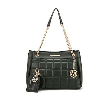 MKF Collection Mabel Quilted shoulder Bag with Bracelet Keychain & a Credit Card Holder by Mia K