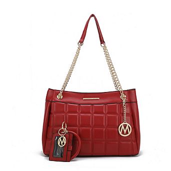 MKF Collection Mabel Quilted shoulder Bag with Bracelet Keychain & a Credit Card Holder by Mia K