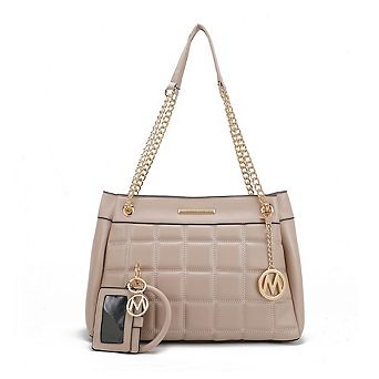 MKF Collection Mabel Quilted shoulder Bag with Bracelet Keychain & a Credit Card Holder by Mia K