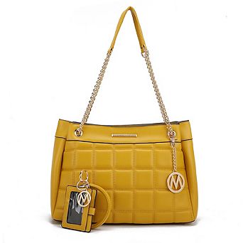 MKF Collection Mabel Quilted shoulder Bag with Bracelet Keychain & a Credit Card Holder by Mia K