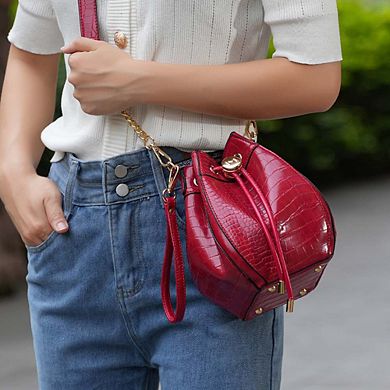 MKF Collection Cassidy Crocodile Embossed Womens Hobo Bucket Handbag by Mia K