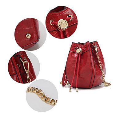 MKF Collection Cassidy Crocodile Embossed Womens Hobo Bucket Handbag by Mia K