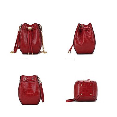 MKF Collection Cassidy Crocodile Embossed Womens Hobo Bucket Handbag by Mia K