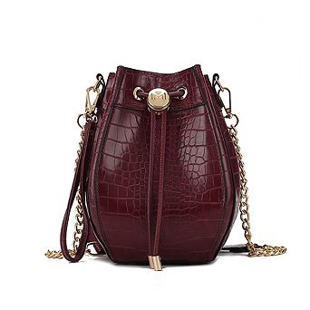 MKF Collection Cassidy Crocodile Embossed Womens Hobo Bucket Handbag by Mia K