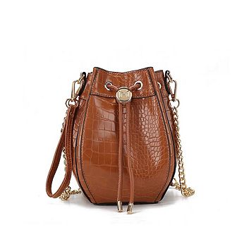 MKF Collection Cassidy Crocodile Embossed Womens Hobo Bucket Handbag by Mia K