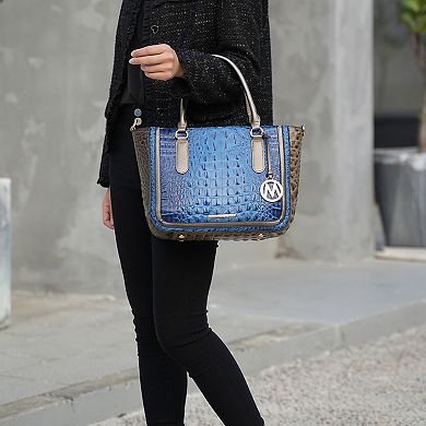 MKF Collection Bonnie Faux Crocodile-Embossed Satchel Handbag with Wallet by Mia K