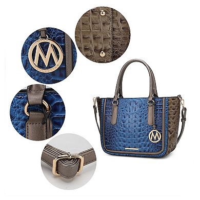 MKF Collection Bonnie Faux Crocodile-Embossed Satchel Handbag with Wallet by Mia K