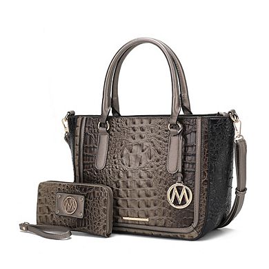 MKF Collection Bonnie Faux Crocodile-Embossed Satchel Handbag & Wallet by Mia K