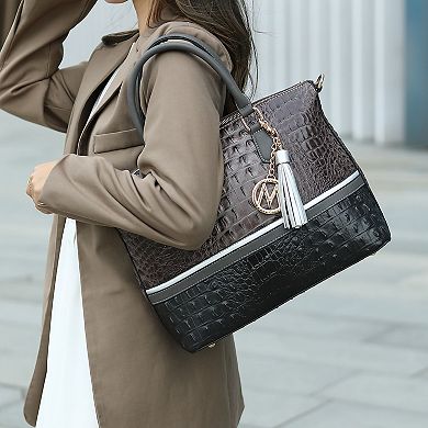 MKF Collection Autumn Crocodile Skin Tote Handbag & Wallet by Mia k
