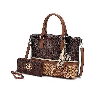 MKF Collection Autumn Crocodile Skin Tote Handbag Wallet by Mia k
