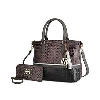MKF Collection Autumn Crocodile Skin Tote Handbag & Wallet by Mia k