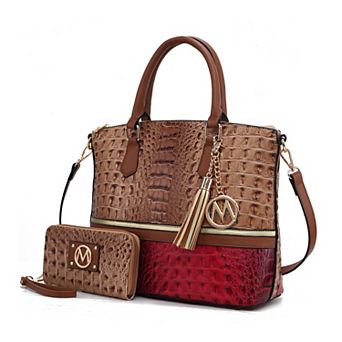 MKF Collection Autumn Crocodile Skin Tote Handbag & Wallet by Mia k