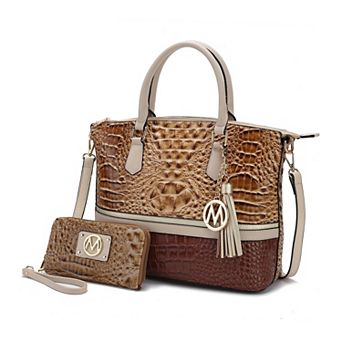 MKF Collection Autumn Crocodile Skin Tote Handbag & Wallet by Mia k