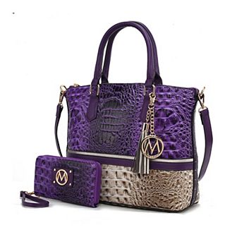 MKF Collection Autumn Crocodile Skin Tote Handbag & Wallet by Mia k