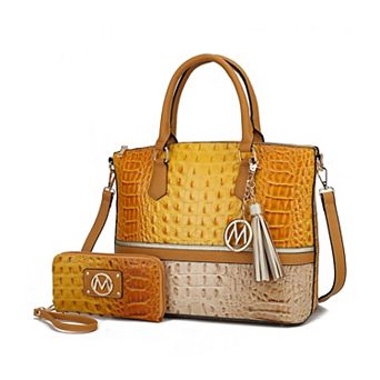 MKF Collection Autumn Crocodile Skin Tote Handbag & Wallet by Mia k