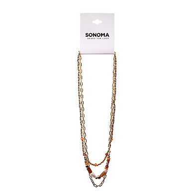Sonoma Goods For Life® Gold Tone Bead & Simulated Pearl Triple-Strand Necklace