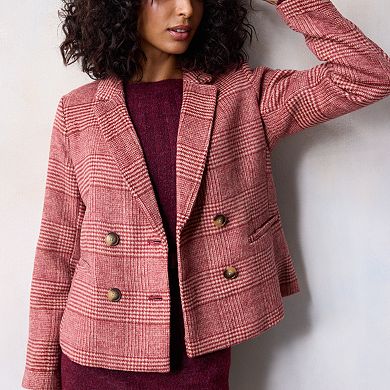 Petite LC Lauren Conrad Double Breasted Notch Collar Blazer