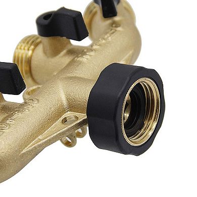 Twinkle Star 4 - Way Brass Garden Hose Splitter, 3/4" Connector