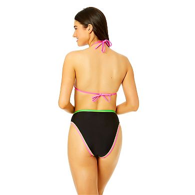 Juniors' Hurley Beach Colorblock Trimmed Cheeky High Waist Bikini Swim Bottoms
