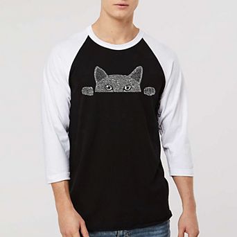 Peeking Cat - Men's Raglan Baseball Word Art T-shirt
