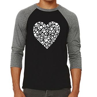 Paw Prints Heart - Men's Raglan Baseball Word Art T-shirt