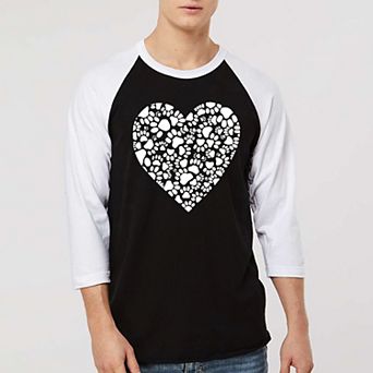 Paw Prints Heart - Men's Raglan Baseball Word Art T-shirt