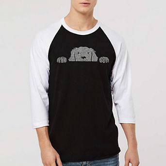 Peeking Dog - Men's Raglan Baseball Word Art T-shirt