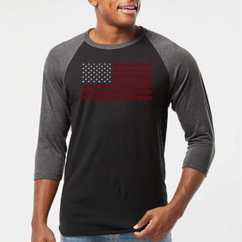 USA Flag - Men's Raglan Baseball Word Art T-shirt
