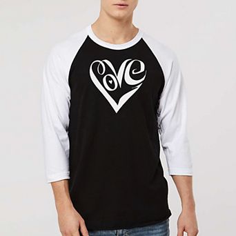 Script Love Heart - Men's Raglan Baseball Word Art T-shirt