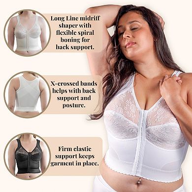 Front Closure Back Support Wireless Longline Bra