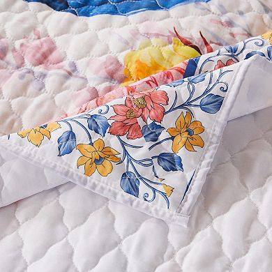 Tess Microfiber 2 Piece Twin Quilt Set, Peacock, Floral Print, Multicolor