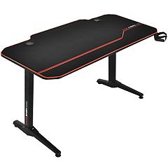 39 in. Carbon Fiber Computer Gaming Desk with Raised Monitor Shelf