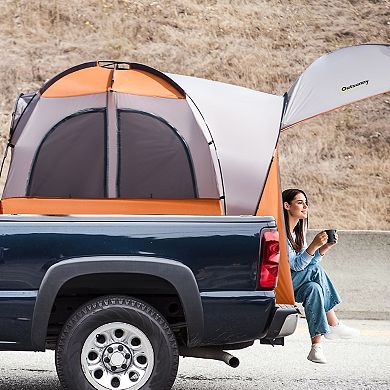 Outsunny Truck Bed Tent for 5'-5.5' Bed, 2-3 Persons with Awning, Orange