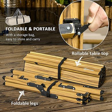 Outsunny 4ft Folding Aluminum Camping Table Portable Table with Carry Bag