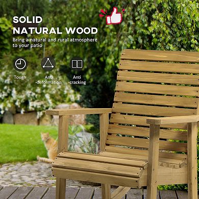Outsunny Outdoor Rocking Chairs Wooden Rocking Chair, Light Brown
