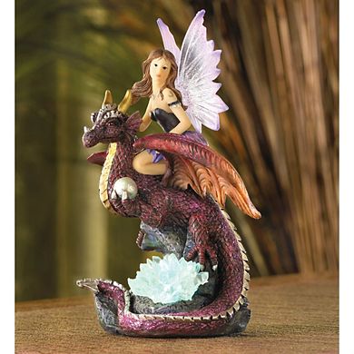 Fairy Riding Dragon with Color-Changing Crystals
