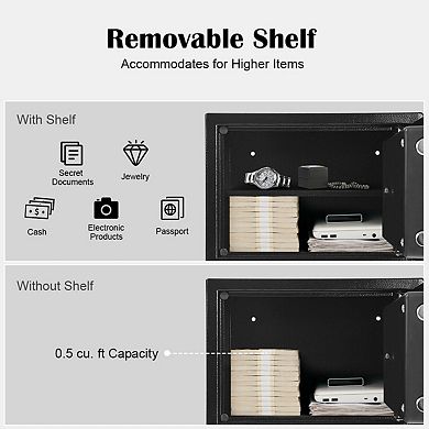 Sturdy Steel Safety Box with 1.8-Inch Thick Door, 2 Live-Locking Bolts, Smart Alarm for Wrong Code