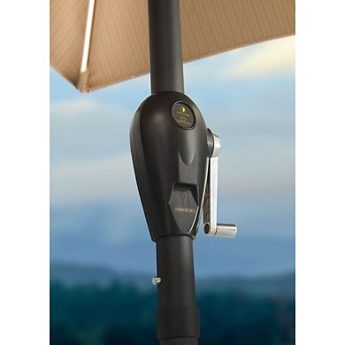 Quik Shade 9 Ft LED Light Up Outdoor Patio Adjustable Umbrella w/ Dimmer, Khaki
