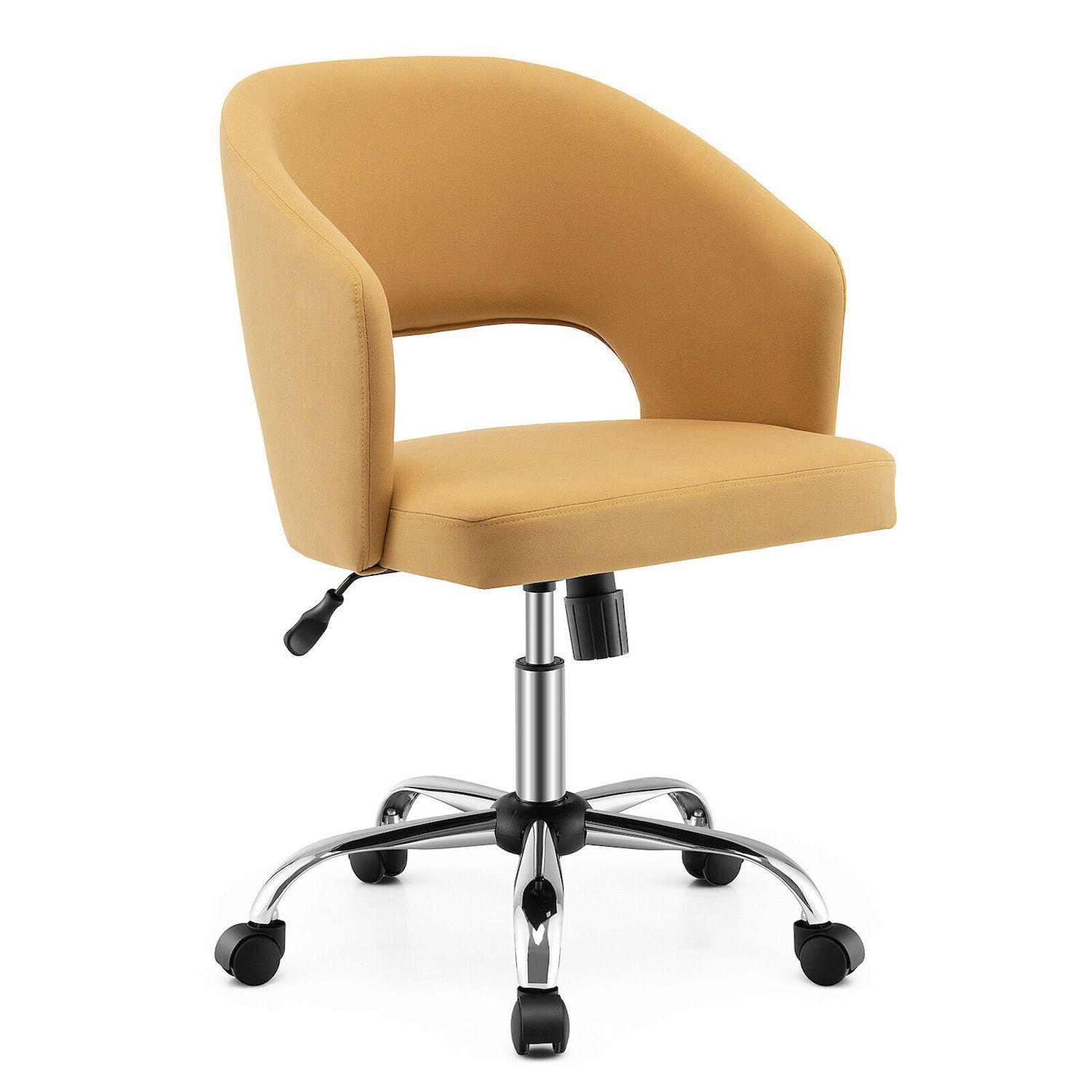 Emma and Oliver Mid-Back White LeatherSoft Ribbed Executive Swivel Office  Chair - Desk Chair