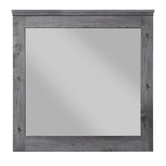 Traditional Wooden Wall Mirror with Rustic Style, Gray